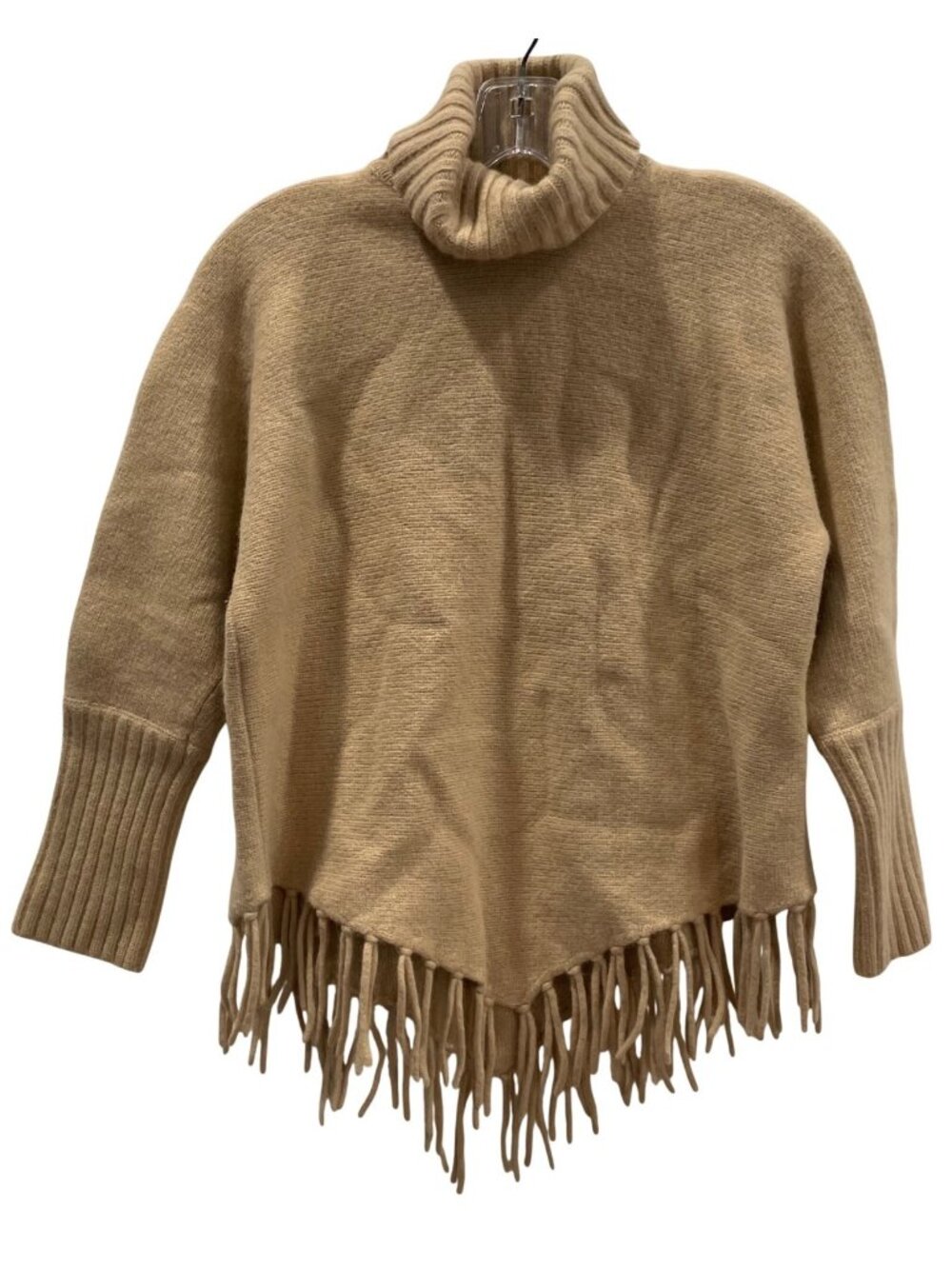 Alexandra Bartlett Wool Angora Fringe Sweater S Tan Neutral Hippie Boho Parisian